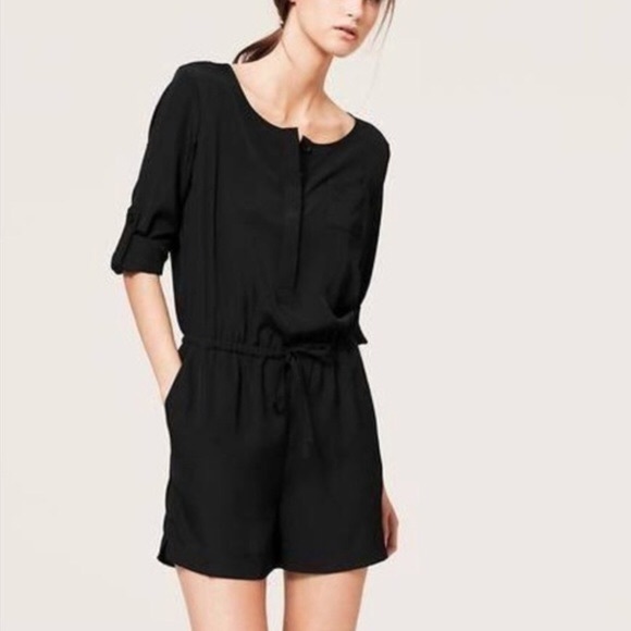 LOFT Pants - LOFT Black Long Sleeve Romper Size 0